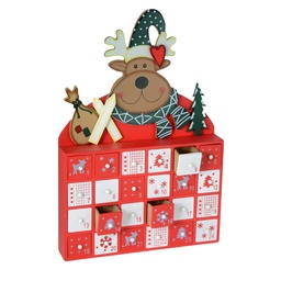 [S-V6320050000] Calendario in legno con renna - 27x4x40 cm
