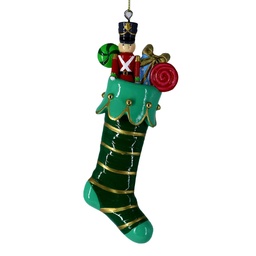 [S-V6193980000] Calza resina con regali verde 6x4x16 cm