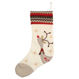 [S-V6130680000] Calza in tessuto bianco con renna - 30x53x1 cm