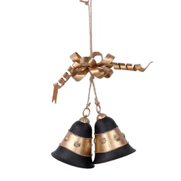 [S-V6179540000] Campana Metallo Oro e Nero 23x15x6 cm