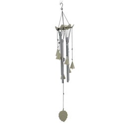 [S-V1862520000] Campanello metallo bianco foglia 12,7x12,7x79 cm