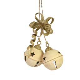 [S-V6196190000] Campanello Metallo Fiocco Oro 15x6x23 cm