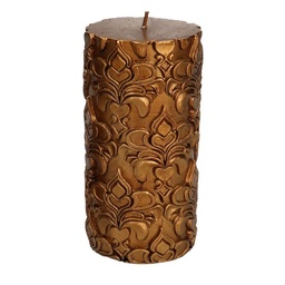 [S-V5510130000] Candela Decorativa Oro con Motivi - ø6,5cm x 14cm