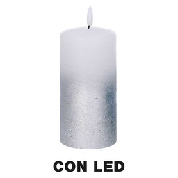 [S-V5512260000] Candela Paraffina LED Argento 7,5x7,5x15 cm