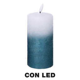 [S-V5512270000] Candela LED azzurra in paraffina, ø7,5cm x 15cm