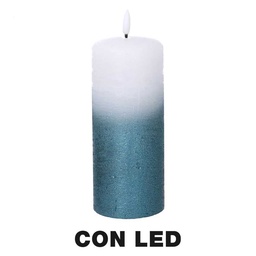 [S-V5512240000] Candela LED Azzurra in Paraffina - 8x8x18 cm