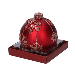 [S-V5511530000] Candela Sfera con Fiocchi di Neve Rosso ø9h9