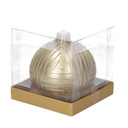 [S-V5511770000] Candela Sfera Oro in Paraffina ø9x9 cm - 21 Ore di Combustione