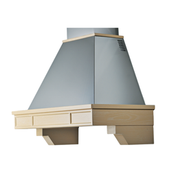 [S-ART896599] Cappa aspirante BRIDGE in acciaio inox silver e cornice in legno intarsio cm 120