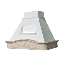 [S-ART897022] Cappa aspirante DÉSIRÉE in acciaio inox bianco e cornice in legno intarsio colore corda cm 90