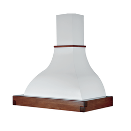 [S-ART896858] Cappa aspirante LALLA in acciaio inox bianca e cornice in legno colore tabacco  cm 90