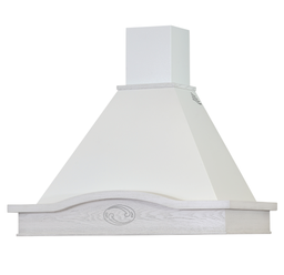 [S-ART896896] Cappa aspirante LUCREZIA in acciaio inox bianca e cornice in legno intarsio colore cenere  cm 120