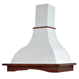[S-ART896995] Cappa aspirante PROVENZA in acciaio inox bianca e cornice in legno colore tabacco cm 90