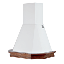 [S-ART897015] Cappa aspirante RUSTICA 5 LATI in acciaio inox bianco e cornice in legno colore tabacco cm 90