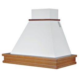 [S-ART897046] Cappa aspirante SYENE in acciaio inox bianco e cornice in legno colore noce evita  cm 90