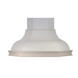 [S-ART894960] Cappa cucina angolo rustica bianca CONTEA con cornice in legno intarsio colore tabacco cm 105