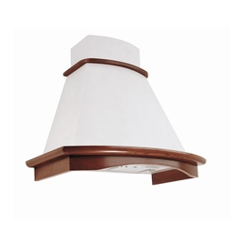[S-ART894656] Cappa cucina rustica bianca BELLA con cornice in legno intarsio colore tabacco cm 60