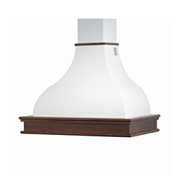 [S-ART894724] Cappa cucina rustica bianca CONTEA con cornice in legno intarsio colore tabacco cm 120