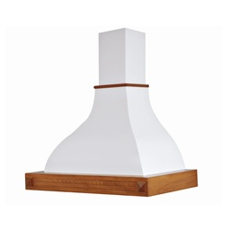 [S-ART894748] Cappa cucina rustica bianca DIAMANTE con cornice in legno intarsio colore noce evita cm 90