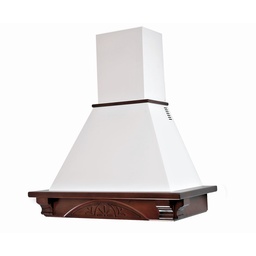 [S-ART894762] Cappa cucina rustica bianca DOLCE VITA con cornice in legno intarsio colore tabacco cm 90