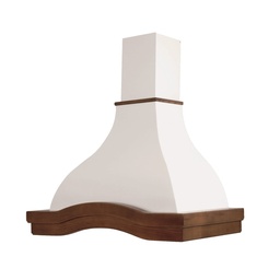 [S-ART894793] Cappa cucina rustica bianca EGIZIA con cornice in legno intarsio colore tabacco cm 90