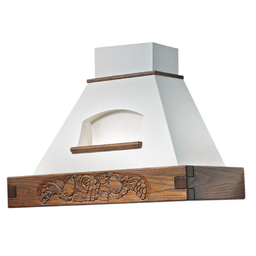 [S-ART896001] Cappa cucina rustica bianca EPOQUE con cornice in legno intarsio colore tabacco cm 120