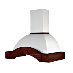 [S-ART894823] Cappa cucina rustica bianca GAIA con cornice in legno intarsio colore tabacco cm 90