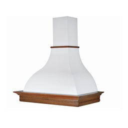 [S-ART894878] Cappa cucina rustica bianca RAFFAELLO con cornice in legno intarsio colore noce evita cm 90