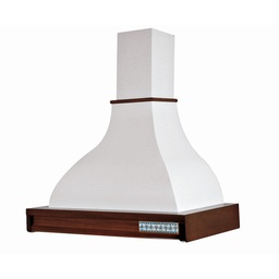 [S-ART894915] Cappa cucina rustica bianca TAORMINA con cornice in legno intarsio colore tabacco cm 90