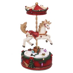 [S-V6169870000] Carillon Cavallo Rosso in Resina 11x11,5x20,5 cm