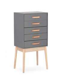 [S-B0740054] Cassettiera 5C Grigio, Design Classico e Funzionale