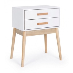 [S-B0740046] Cassettiera bianca con 2 cassetti - 58h cm