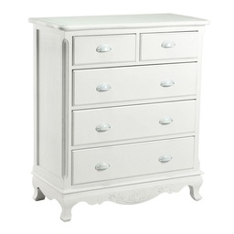 [S-V8029610000] Cassettiera Basilea 5 cassetti bianco anticato - Dimensioni: 85,5x40x95,5 cm