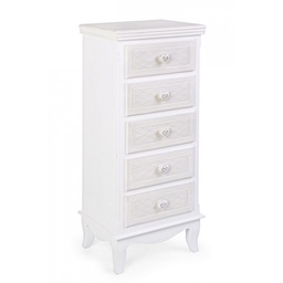 [S-B0744859] Cassettiera da camera con cinque cassetti bianco CHARLENE 40x30x h96,5 cm