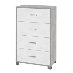 [S-A774CEOSK] Cassettiera da camera quattro cassetti Cemento Bianco 70x41x h112 cm