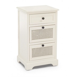 [S-B0745381] Cassettiera in legno tre cassetti Bianca AMABEL 40x32x h70 cm
