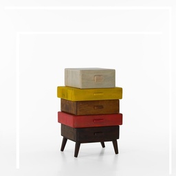 [S-ET/066] Cassettiera moderna in legno marrone e multicolor, 57x45x110
