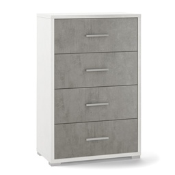 [S-ODB774OSCEK] Cassettiera per ufficio con quattro cassetti Bianco Cemento 51x41x h110 cm