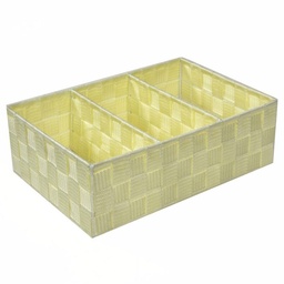 [S-V23152600BI] Cassetto Organizzatore Crema con 3 Scomparti - 31x21x10 cm