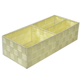 [S-V23152400BI] Cassetto Organizzatore Crema con 3 Scomparti - 37x17x10 cm