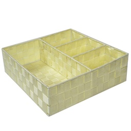 [S-V23152300BI] Cassetto Crema Quadrato in Poliestere 32x32x10 cm