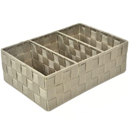 [S-V23152600CR] Cassetto Organizzatore in Poliestere Tortora con 3 Scomparti 31x21x10