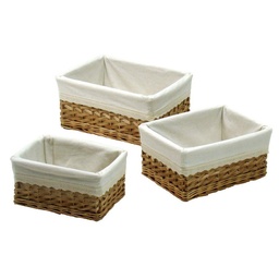 [S-V2312950000] Cassetto in Vimini con Fodera in Pizzo Rettangolare 42x31h19 cm