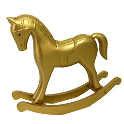 [S-V6183190000] Cavallo a Dondolo in Legno Oro cm26,5x6,5h23