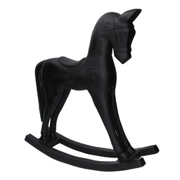 [S-V6167970000] Cavallo in Legno Nero 46x9x50 cm