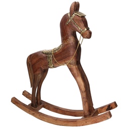 [S-V6167980000] Cavallo in Legno Rivestito in Metallo Oro 40x11x46 cm