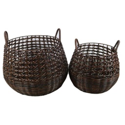[S-V47177700NO] Cesta Metallo 1-2 Noce Tondo Ø44x36 cm