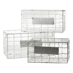 [S-V6445760000] Cesta rettangolare in metallo bianco 1-3 cm40x28h20
