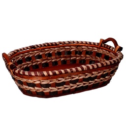 [S-V9379630000] Cesta intrecciata in vimini crema noce ovale 55x43x13 cm