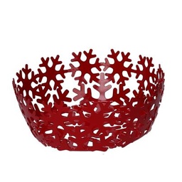 [S-V5953300000] Cestina metallo fiocco neve rosso tondocm ø20h7
